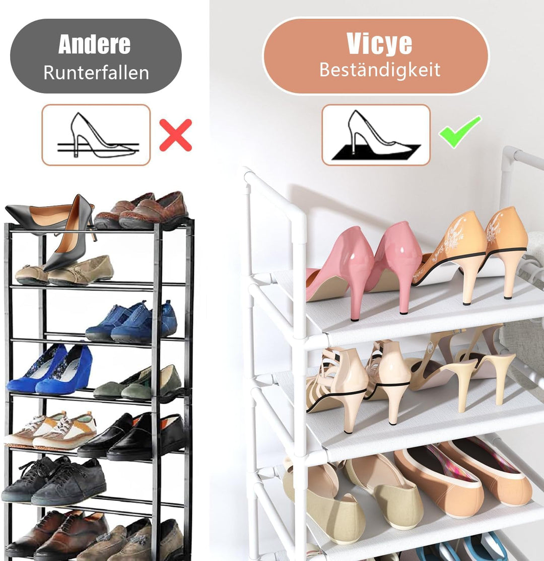 Schuhregal mit 10 Ebenen, Schuh-Organizer für 20-25 Paar Schuhe, offener Schuhschrank hoch, Schuhstä