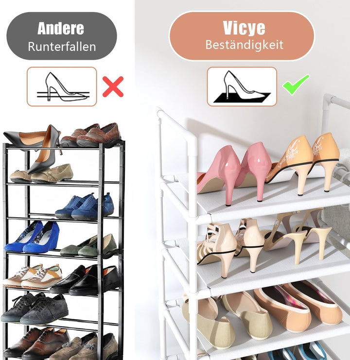 Schuhregal mit 10 Ebenen, Schuh-Organizer für 20-25 Paar Schuhe, offener Schuhschrank hoch, Schuhstä