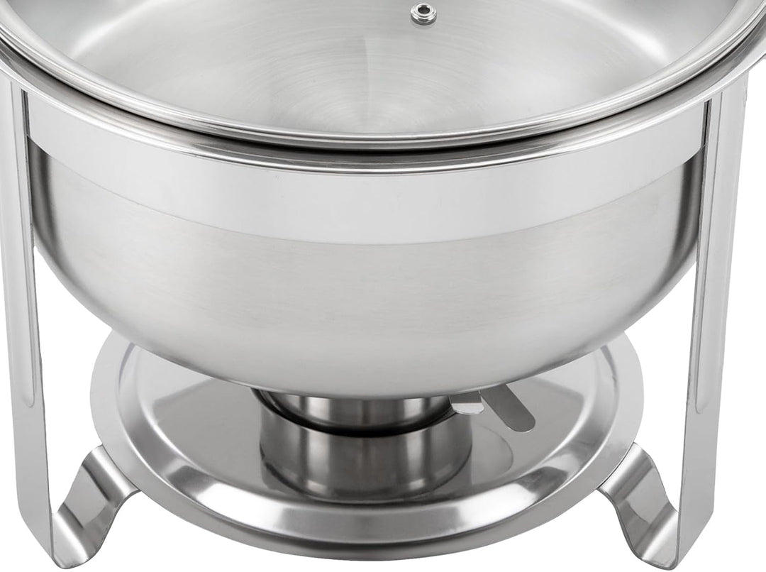 Edelstahl Chafing Dish Set 8,5L Warmhaltebehälter Rund Speisenwärmer mit Glasdeckel Chafing Dishes f