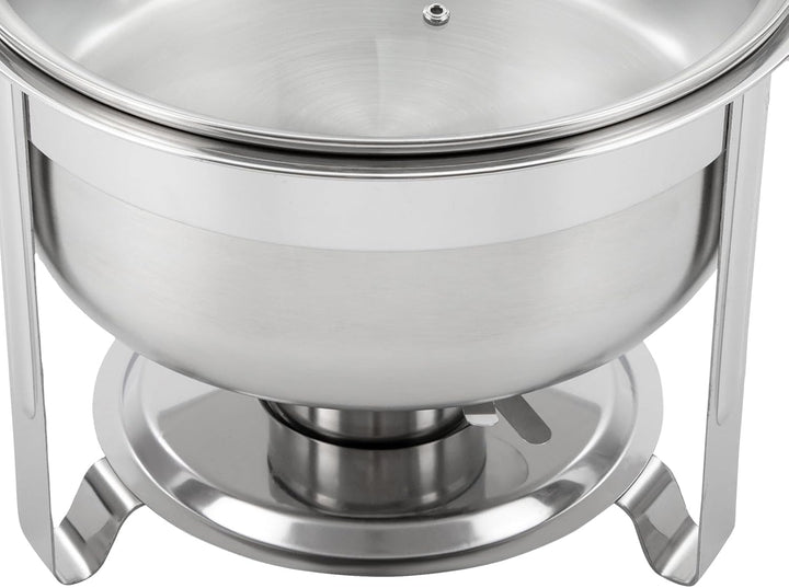 Edelstahl Chafing Dish Set 8,5L Warmhaltebehälter Rund Speisenwärmer mit Glasdeckel Chafing Dishes f
