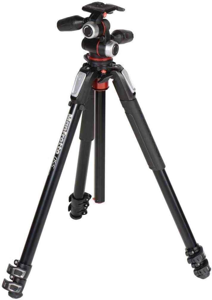 Manfrotto Kit Alu Stativ mit 3 Segmenten und 3-Wege-Neiger, Professionelles Fotozubehör-Kit, Kameras