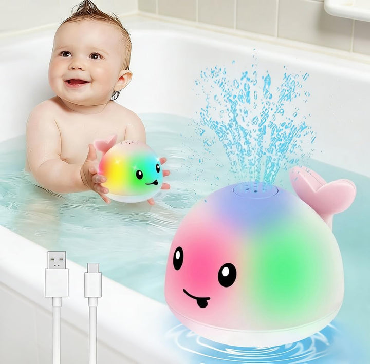 Gigilli Baby Badewannenspielzeug, Leuchtender Spritzender Wal-Spielzeug 6-12 12-18 Monate Badespielz