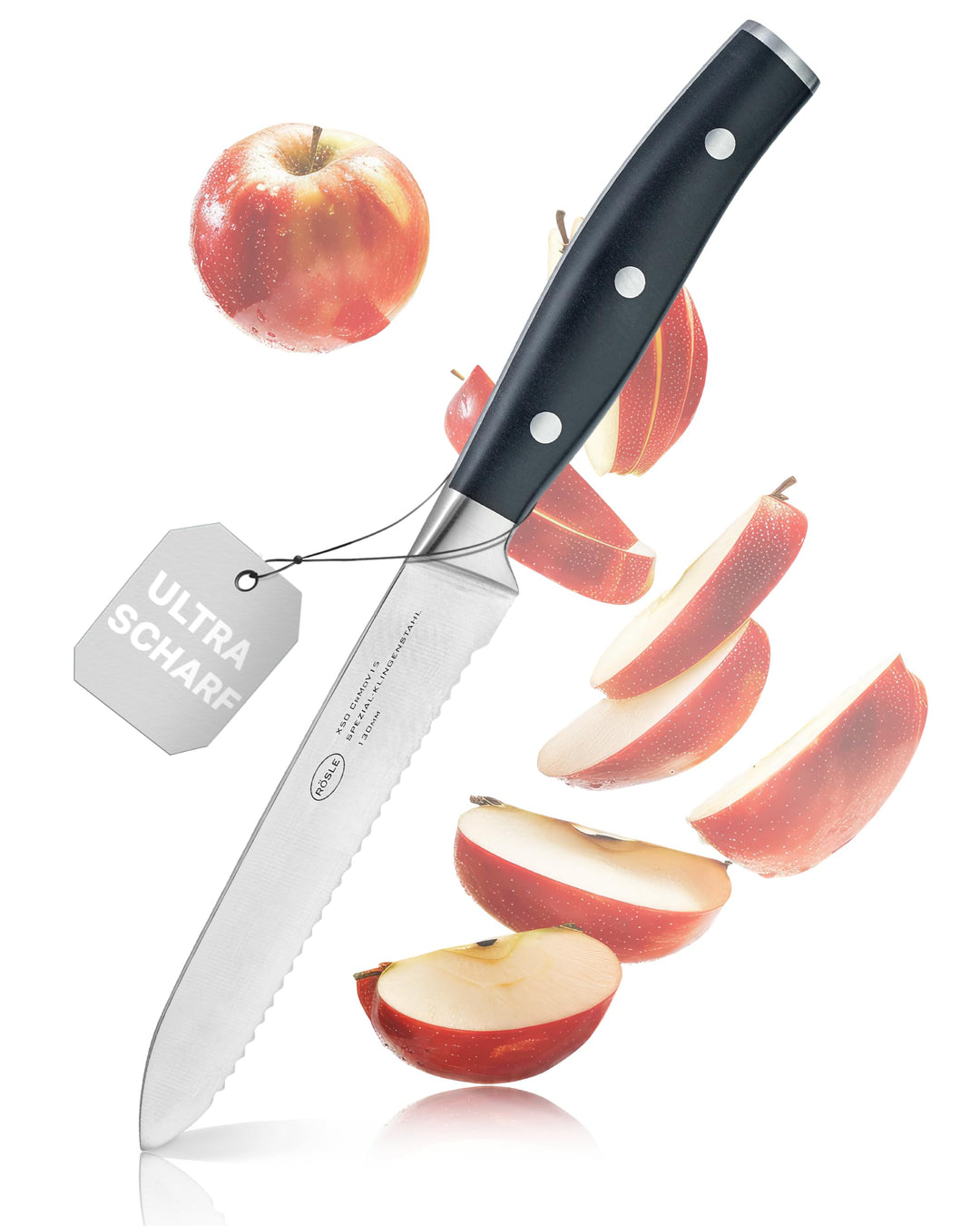 RÖSLE Universalmesser mit Wellenschliff Tradition, Hochwertiges Küchenmesser zum universellen Einsat