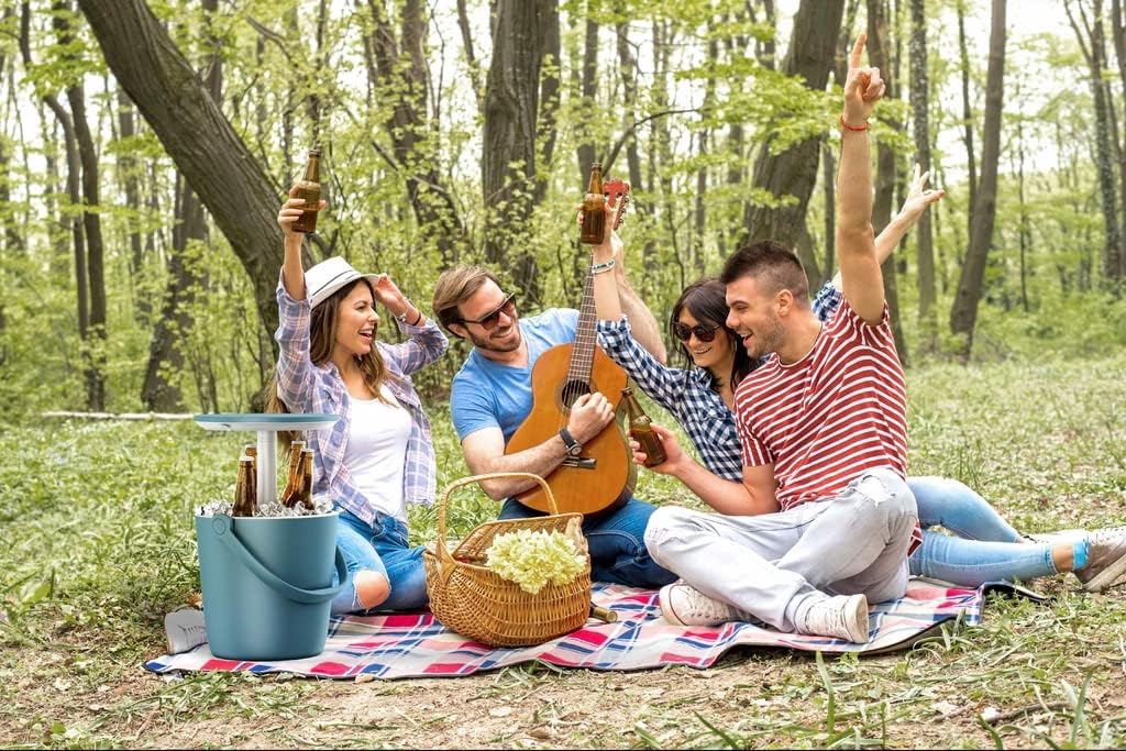 Keter Go Bar, Oceanblue, Tragbare Kühlbox/Bistrotisch - 2 in 1 - kombiniert Kühlbox & Ablagetisch -