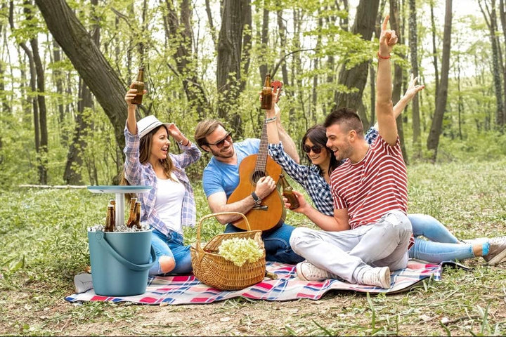Keter Go Bar, Oceanblue, Tragbare Kühlbox/Bistrotisch - 2 in 1 - kombiniert Kühlbox & Ablagetisch -