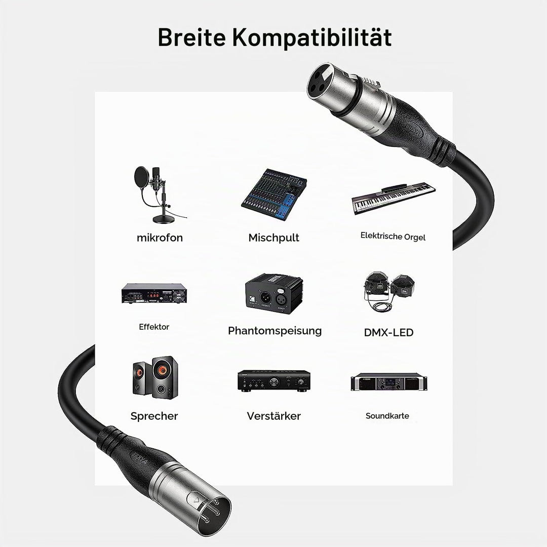 EBXYA XLR Kabel Mikrofonkabel 10M Premium 3-Pin symmetrischer XLR Stecker auf Buchse Mikrofonkabel D