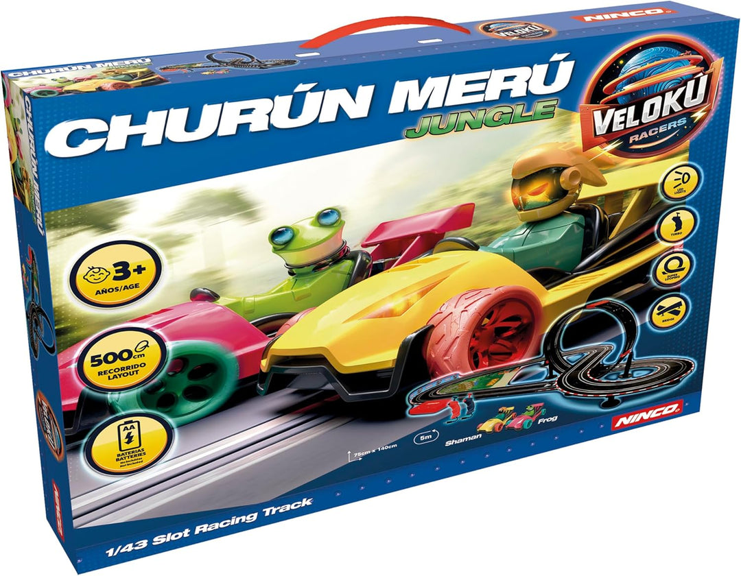 Ninco - Velokú Racers Jungle Autorennbahn | Slot car Rennbahn 5m | Ferngesteuertes Auto Set mit 2 Fi