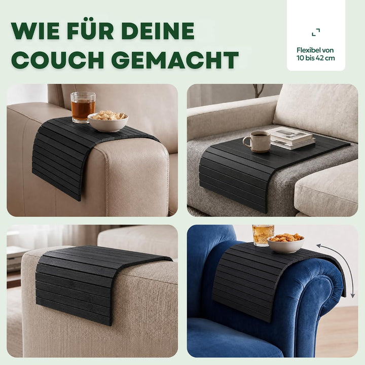 BAM BOO BOX Sofatablett aus Bambus - Couch Tablett flexibel - Sofatablett Armlehne - Sofa Tablett Ho