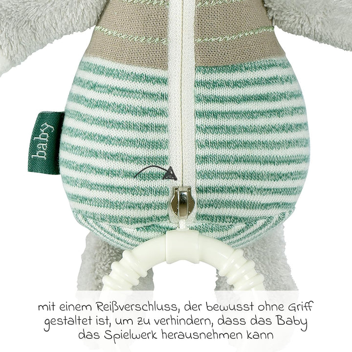 Fehn Spieluhr Baby Einschlafhilfe Esel zum Aufhängen - Kuscheltier mit Melodie Weisst du wieviel Ste