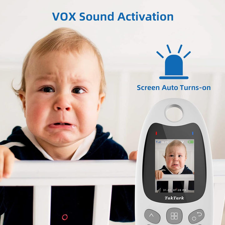 TakTark Babyphone mit Kamera, Babyfon mit Kamera 2'' Video Baby Monitor, Kamera und Audio Babyphone