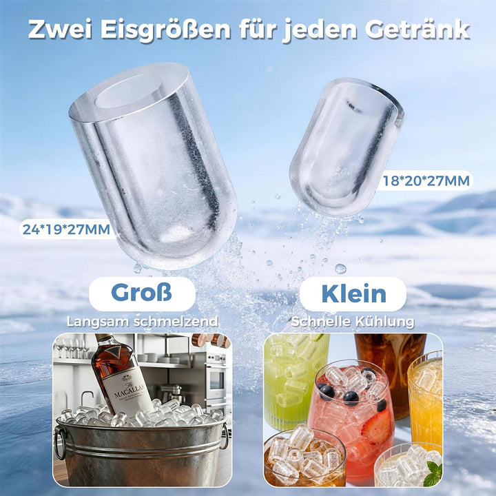 Eismaschine, 2 Grössen an Kugeleis aus Edelstahl Tisch-Eismaschine - Silber | Eismaschine mit täglic