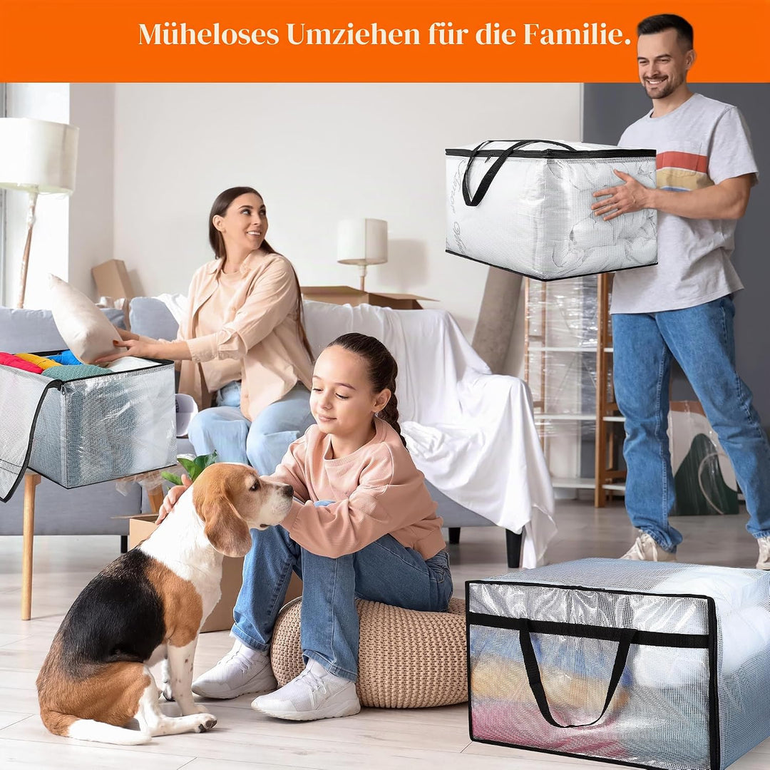 Vieshful 7 Stück 60L Faltbare Aufbewahrungstasche gross aus Transparentem PVC mit Reissverschluss &amp;