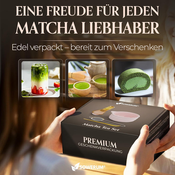 Matcha Set Rosa 5-teilig Schale mit Ausgiesser und [EXTRA ROBUSTEM] Matchabesen Spülmaschinenfest Ma