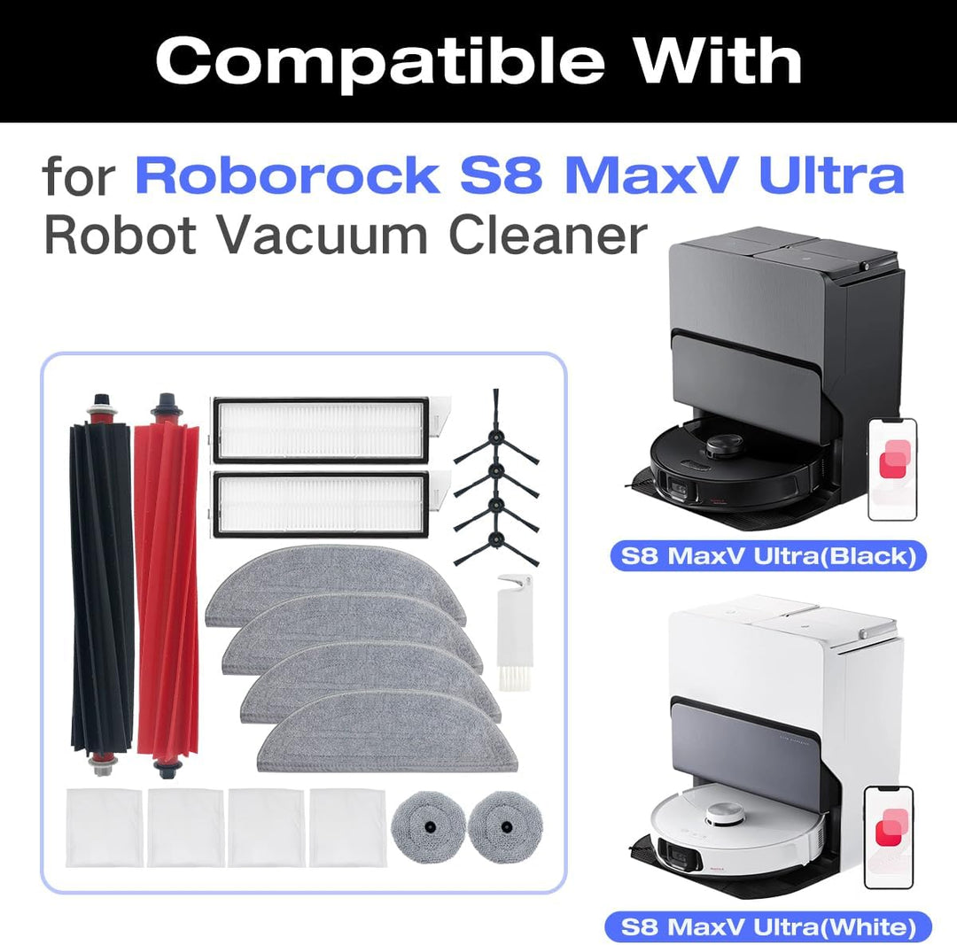 HomeTimes Ersatzteile für Roborock S8 MaxV Ultra Saugroboter Zubehör mit 2 Gummibürsten 2 HEPA-Filte