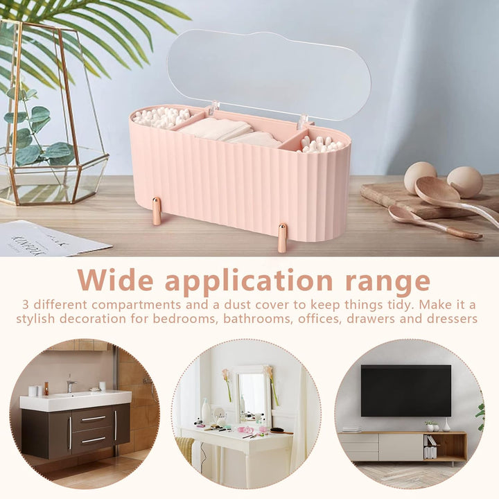 Make Up Kosmetik Organizer, Wattepads Aufbewahrung mit Deckeln, Wattestäbchen Behälter Lidschattenpi