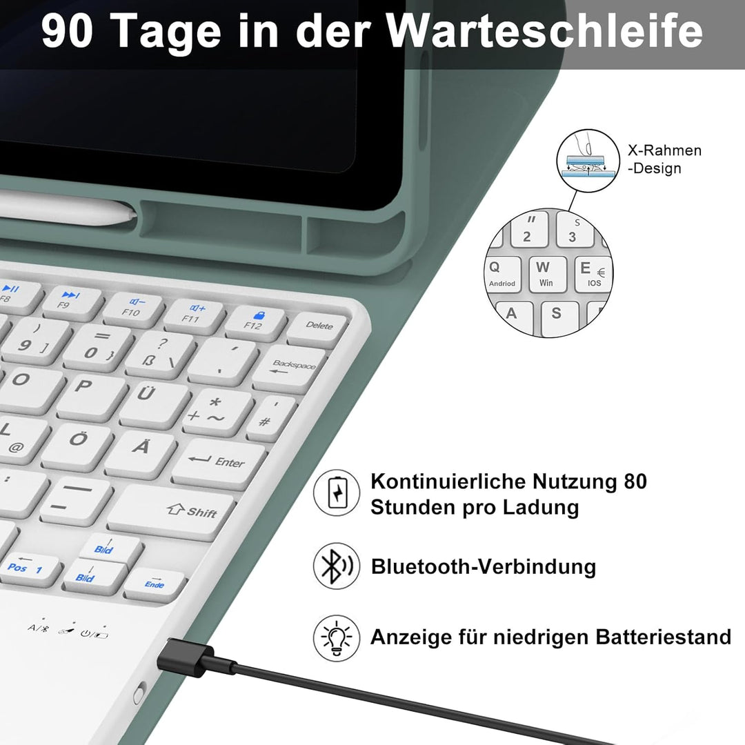Tastatur für Samsung Galaxy Tab S9FE/S10FE 10.9", Hülle Tastatur Galaxy Tab S9/S10FE 2025 con Touchp