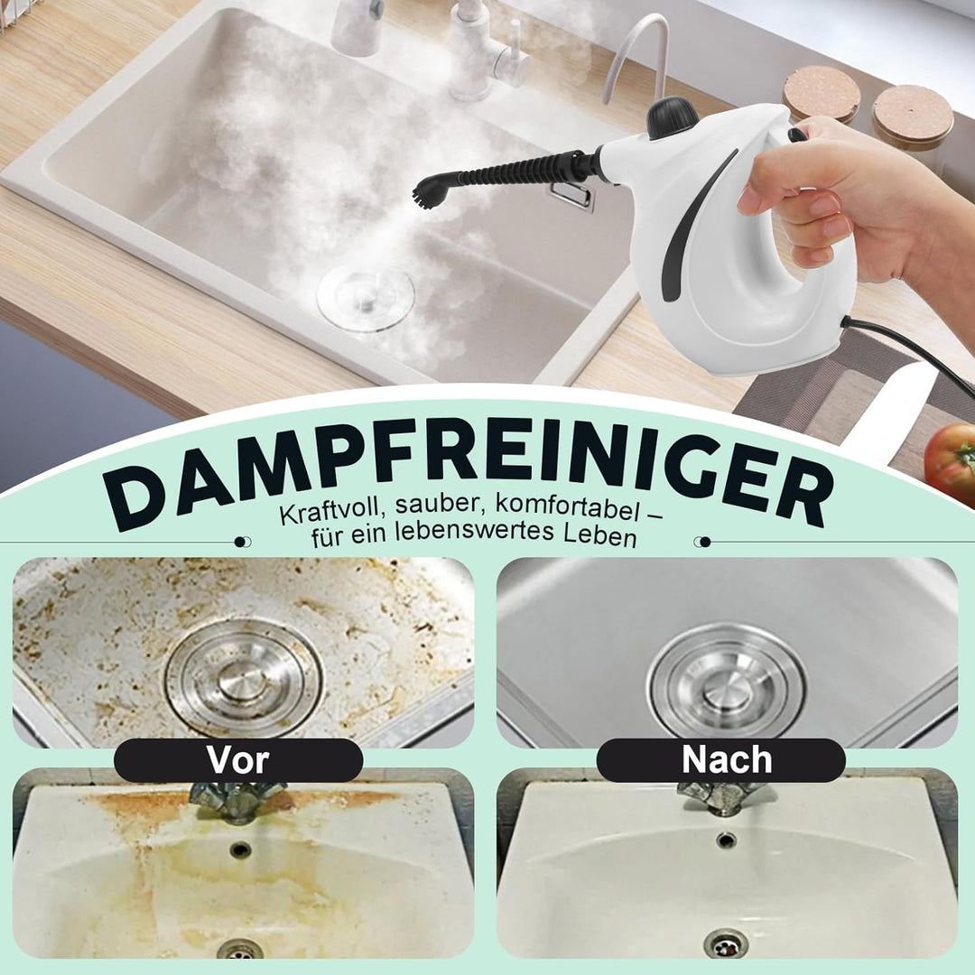 Dampfreiniger Handgerät, 1200W Hand Dampfreiniger für alles mit 8 Zubehör, 3.2 bar Dampfdruck 700ML