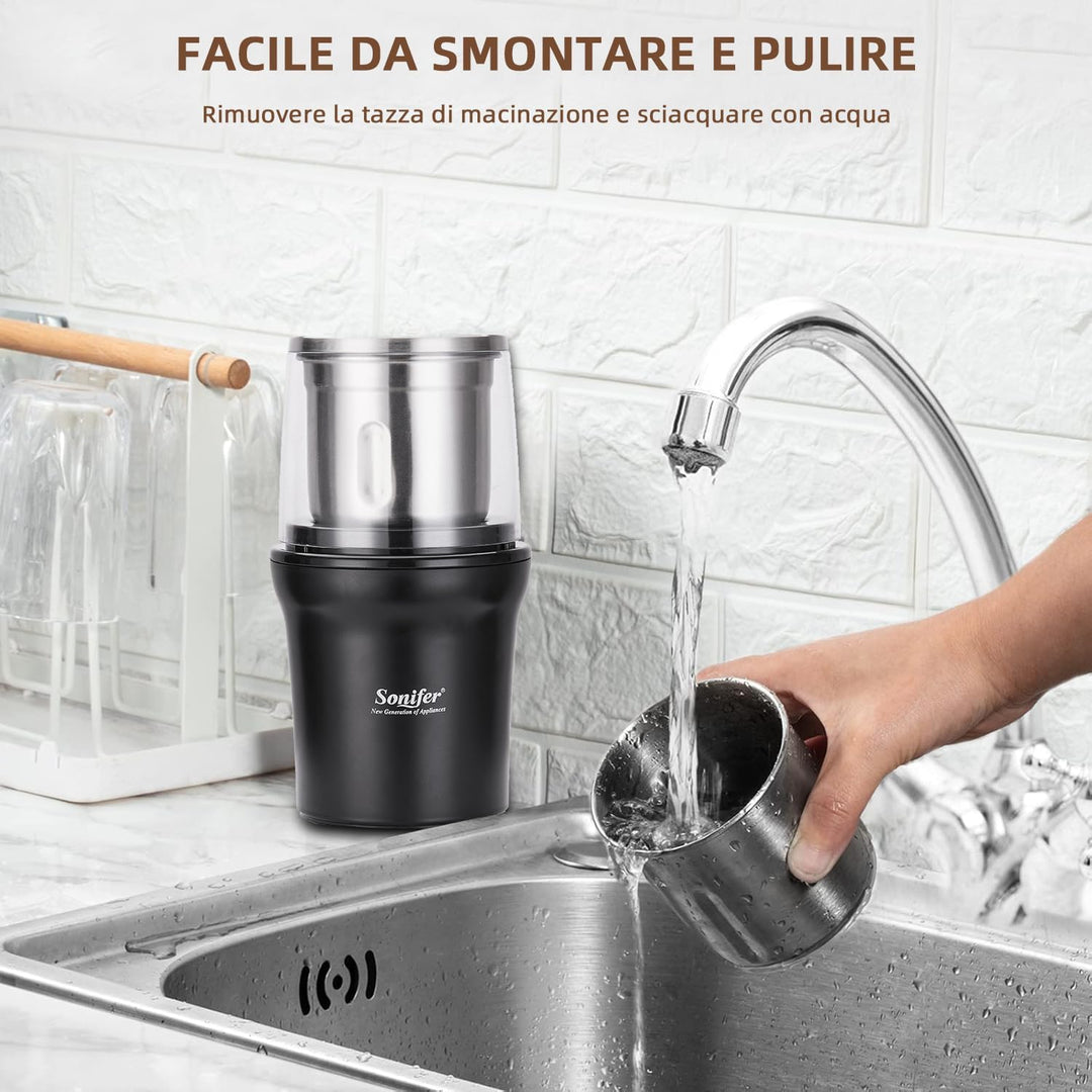 Elektrische Gewürzmühle Kaffeemühle 100g Kapazität 300W Leistung Abnehmbarer Edelstahlbehälter zum M