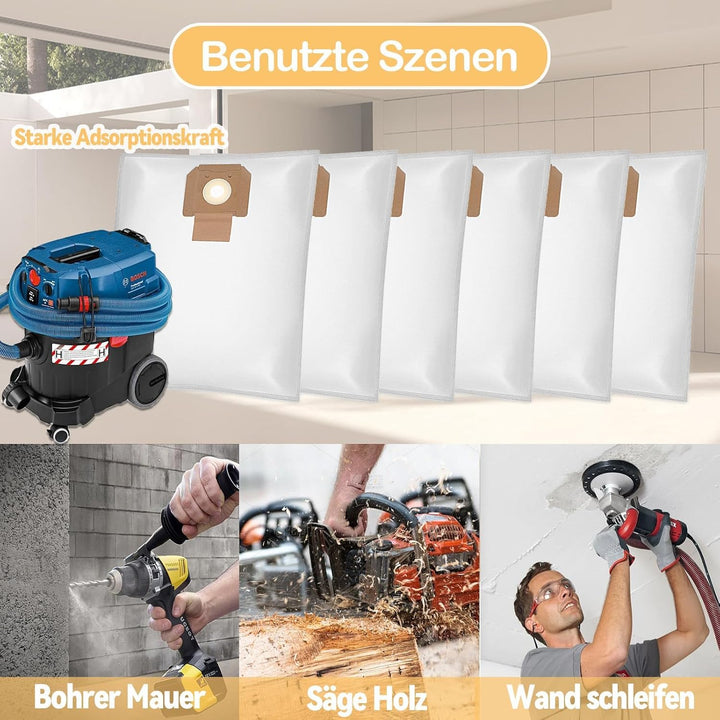 12 Staubsaugerbeutel für Bosch GAS 35 M AFC/L AFC/L SFC+, Bosch Professional Vliesfilterbeutel Ersat