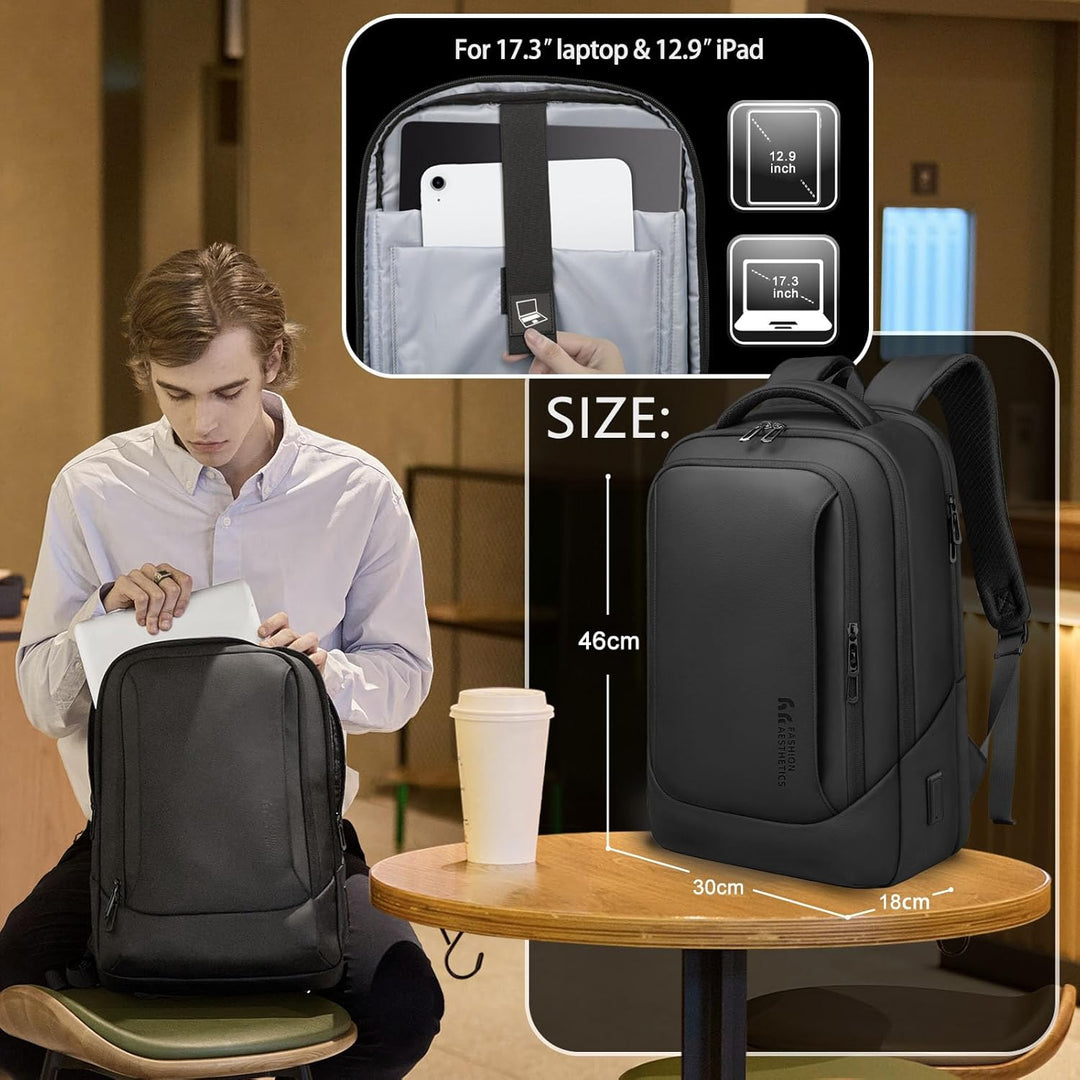 Laptop Business Rucksack Herren mit 17,3 Zoll laptopfach mit USB-Ladeanschluss Diebstahlsicher Handg
