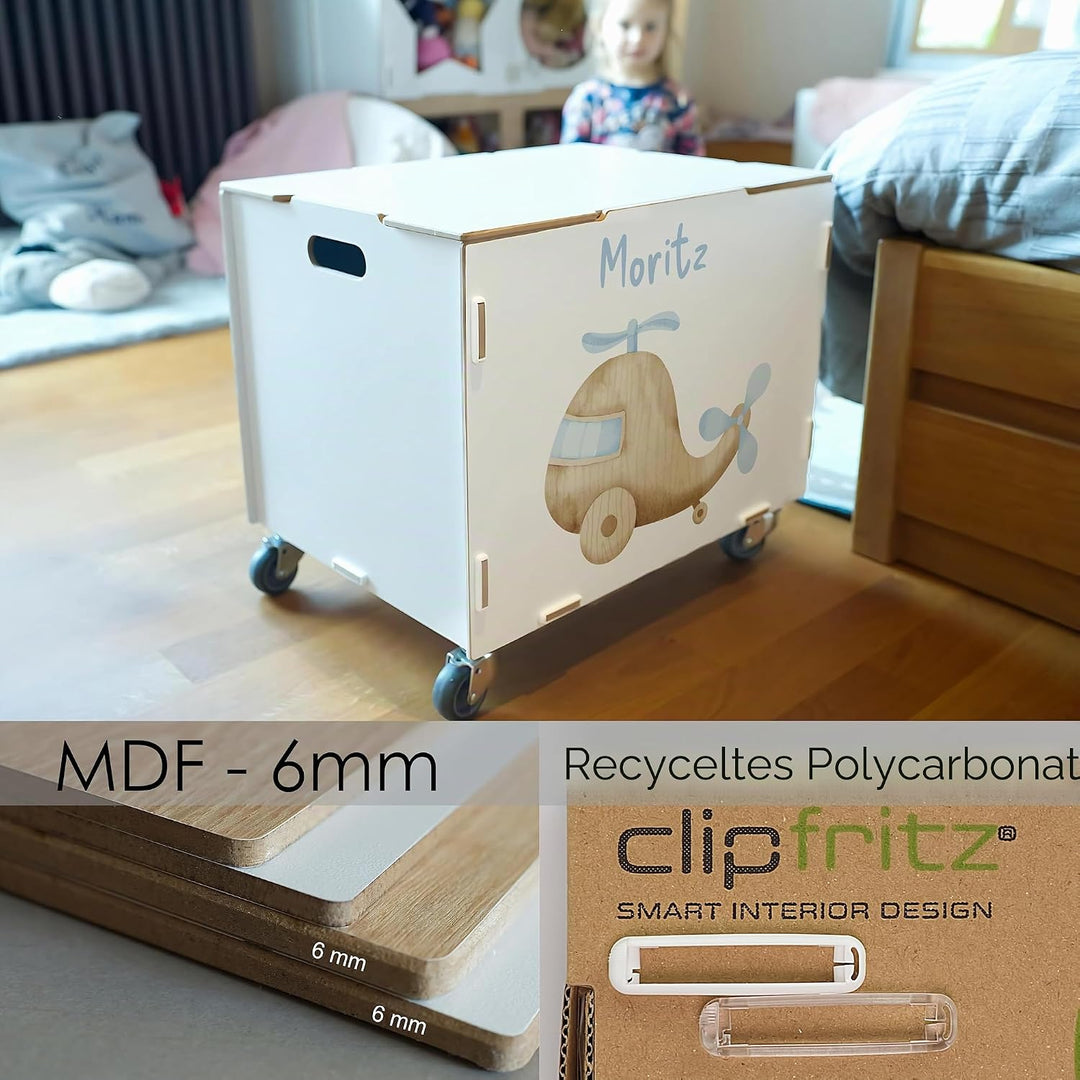 Peronalisierbare Rollbox mit Helikopter Kinder-Motiv (33x45,5x34,5cm + 6cm Räder-Höhe) Kisten/Boxen