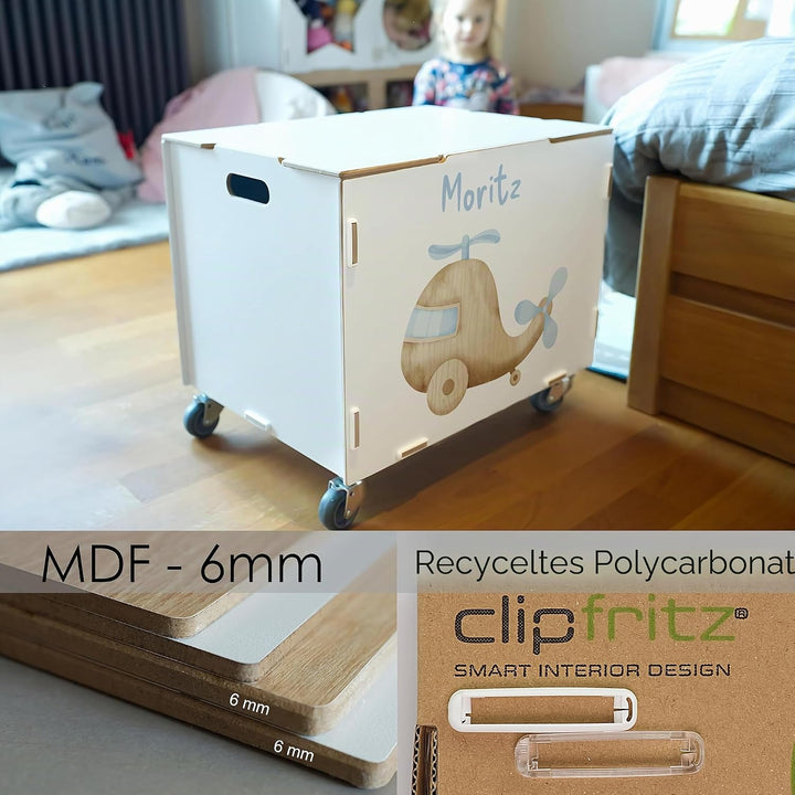 Peronalisierbare Rollbox mit Helikopter Kinder-Motiv (33x45,5x34,5cm + 6cm Räder-Höhe) Kisten/Boxen