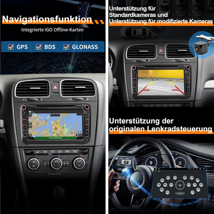 8,8’’ DVD Android 13 Autoradio für Golf 5/6, VW T5, Polo 6R, 4GB+64GB, kabelloses CarPlay, Android A