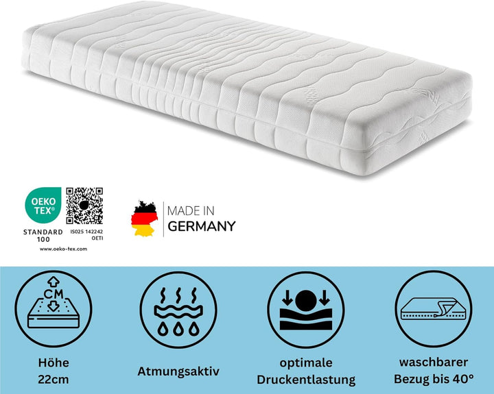 Matraflex Matratze Relax 100x200-7-Zonen Kaltschaummatratze - Premiumhöhe 22cm - Made in Germany (10