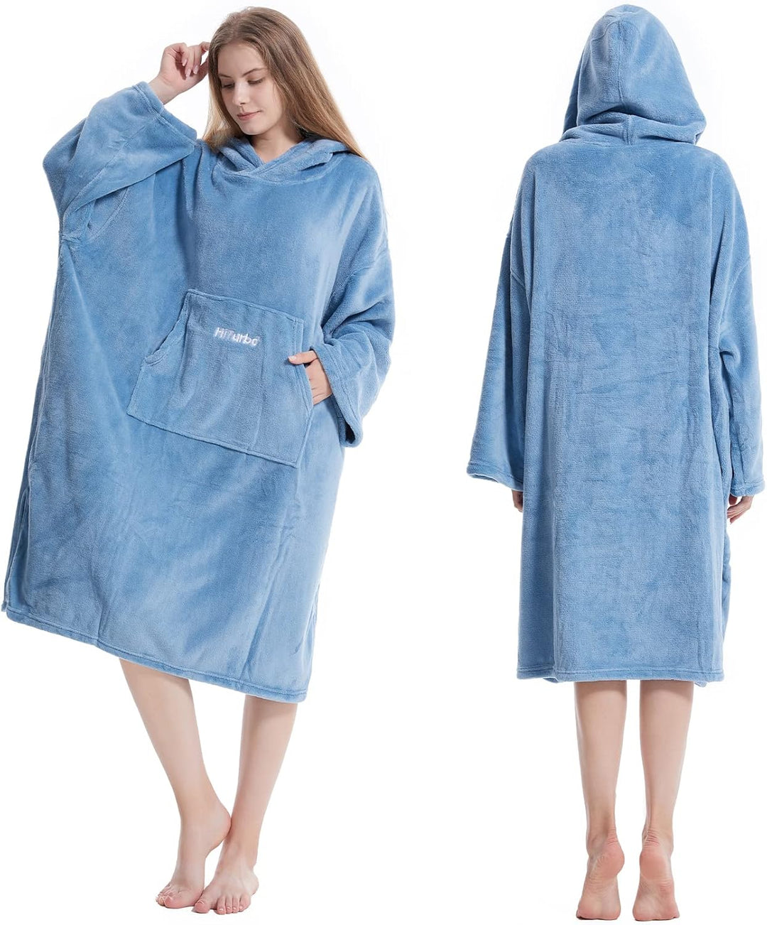 Hiturbo Bademantel, Damen Herren Robe, Unisex, Einheitsgrösse, Warmer Weicher Fleece Mogenmantel mit