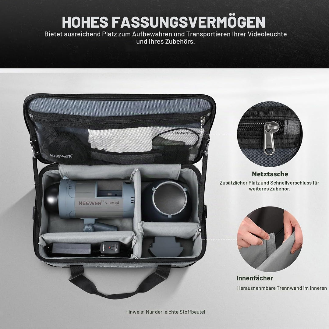 NEEWER Tragetasche mit beweglicher Schaumstoffpolsterung für Studio Light Vision 4 ML300 CB60 CB60B