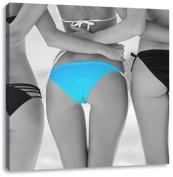 Pixxprint Frauenhintern in Bikinihose als Leinwandbild/Grösse: 70x70 cm/Wandbild/Kunstdruck/fertig b