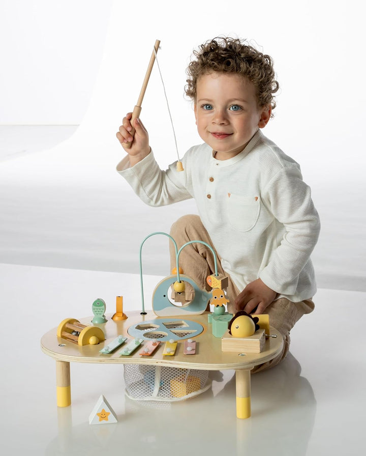 ToyToyToy Motorik Spieltisch aus Holz Musik Formen Motorikschleife Zahnräder UVM