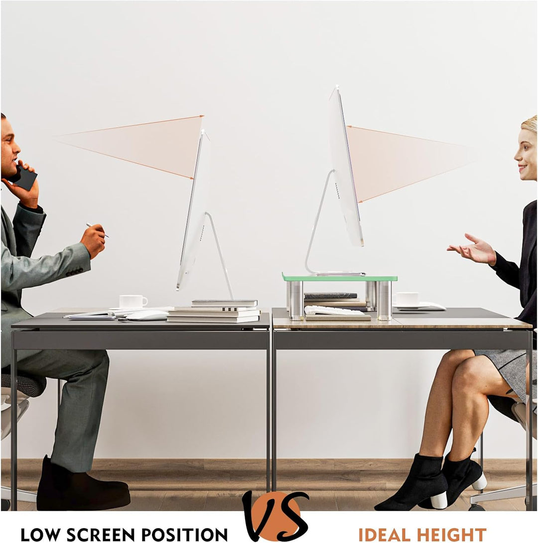 Hemudu Monitorständer aus Glas ergonomischer Laptopständer, mit Höhenverstallung Multi Media Desktop