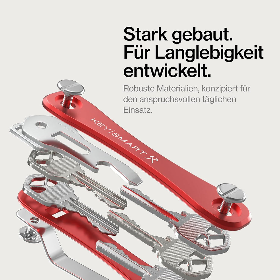 KeySmart Rugged - Multi-Tool Schlüsselhalter mit dem Flaschenöffner und Taschen Clip (bis zu 14 Schl