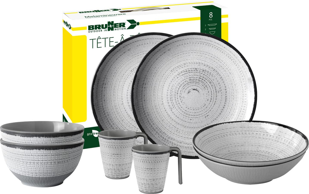BRUNNER 0830143N.C7X Campinggeschirr Set für 2 Personen, Tête-À-Tête Tivoli, 8-teilig