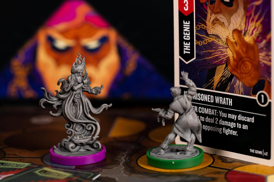 iello IEL70061 Unmatched: Houdini vs. The Genie [Expansion](English) Brettspiele, Fantasy