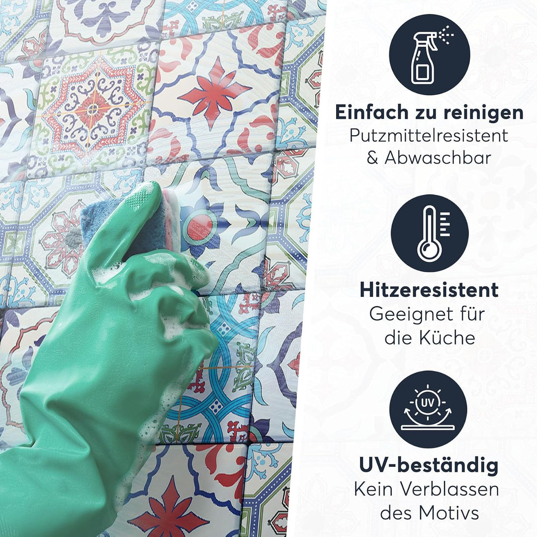20 Stück Fliesenfolie für Bad und Küche 20x20 cm - Klebefliesen, Mosaikfliesen - Sticker Fliesen sel