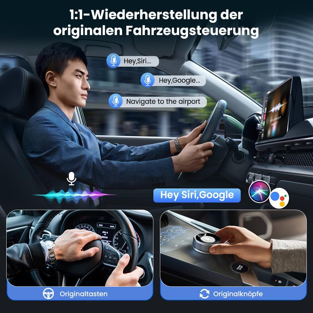 CarlinKit Wireless CarPlay &amp; Android Auto MINI-Ultra Adapter, 2-in-1 Wireless-Adapter wandelt kabelg