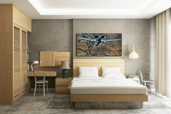 Atemberaubendes Militär Flugzeug Panorama 120x60 cm als Leinwandbild, Motiv fertig gerahmt auf Echth