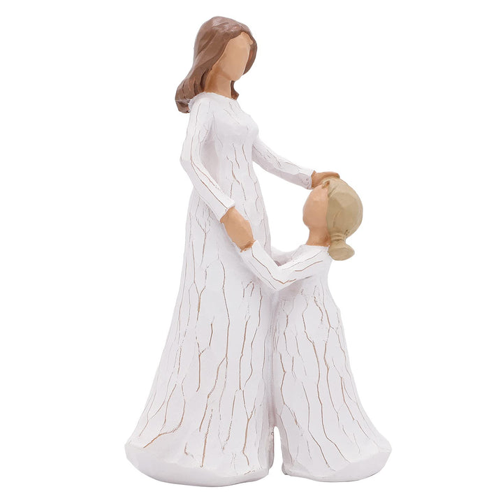 Mutter und Tochter Figur, Handgeschnitzte Sammlerfigur Dekorative Ornament mit Geschenkbox, Ermutigu