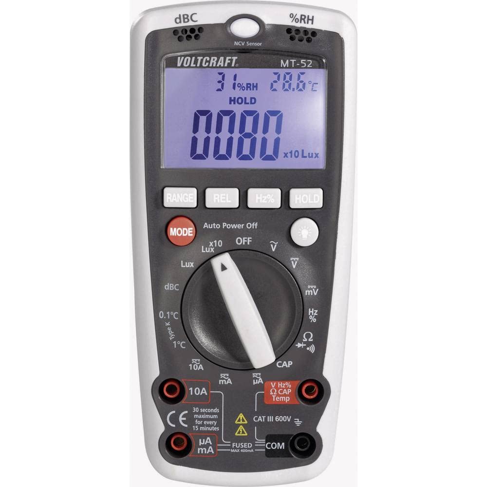 VOLTCRAFT MT-52 Digital Multimeter I AC/DC Messungen I Messbereiche für Strom, Spannung, Widerstand,