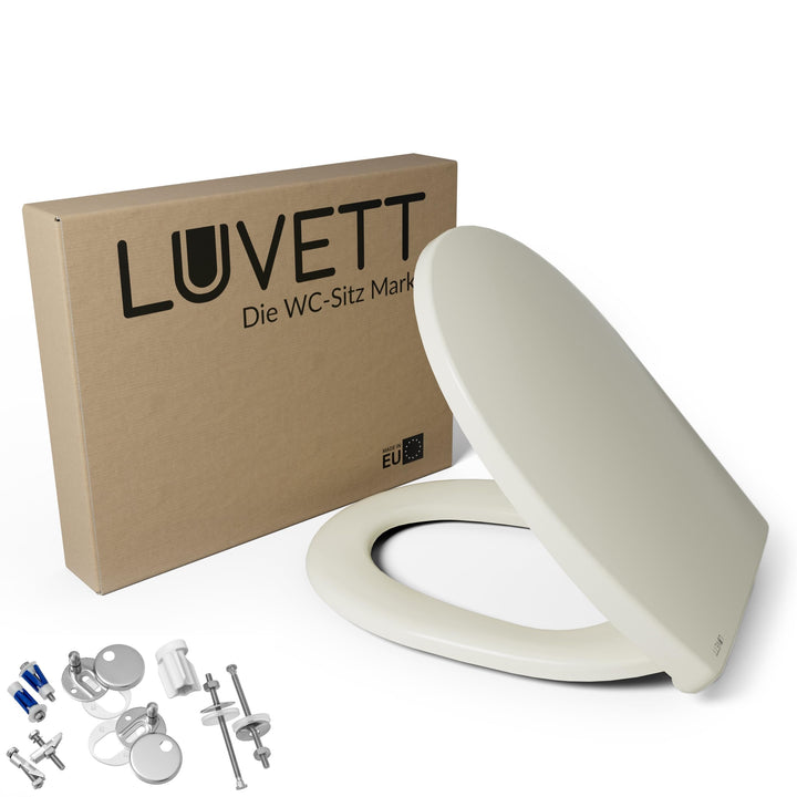LUVETT® WC-Sitz mit Absenkautomatik C100 oval universell, Toilettendeckel mit 3 Edelstahl Montagelös