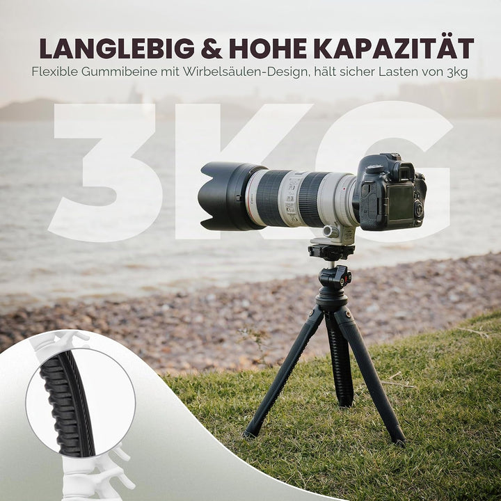 Freewell Vlogpod 3K-Stativ mit Handyhalterung, Kaltschuh-Halterung und 6,35 mm Schraube, kompatibel