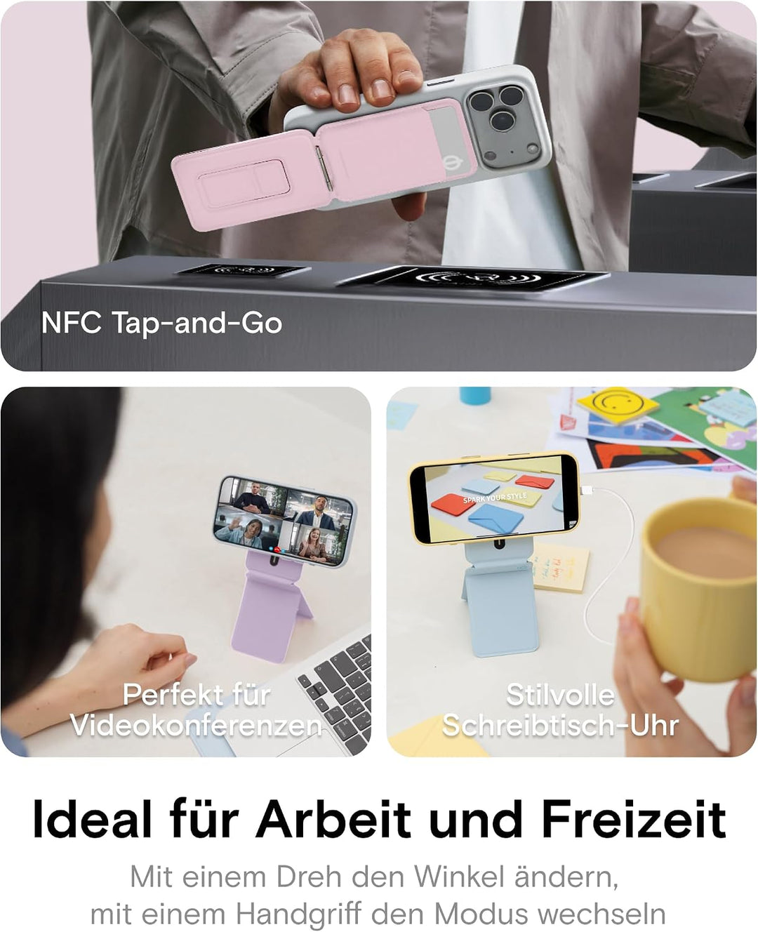 MOFT Handy Stativ für Smartphone, [Ultra Dünn &amp; Tragbar] Faltebar MOVAS Veganes Leder Stativ für Mag