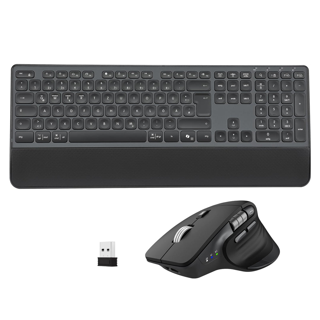 CITLLA M9100 Kabellose Tastatur Maus- Wiederaufladbare Ergonomische Tastatur mit Hintergrundbeleucht