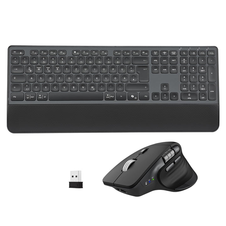CITLLA M9100 Kabellose Tastatur Maus- Wiederaufladbare Ergonomische Tastatur mit Hintergrundbeleucht