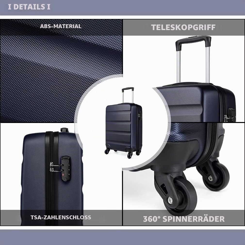 KONO Handgepäck Koffer Klein Reisekoffer mit Rollen und TSA Schloss, Koffer Trolley Handgepäck Flugz