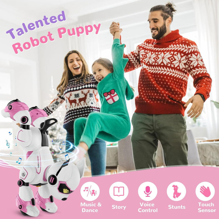 PRANITE Roboter Hund, Programmierbarer Roboterhund Kinder Ferngesteuerter Spielzeug, Wiederaufladbar