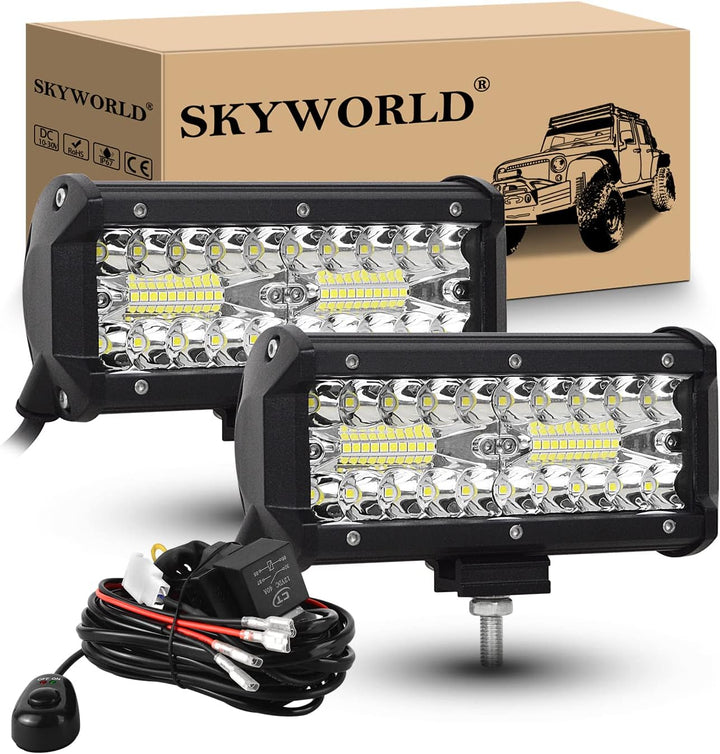 SKYWORLD LED Arbeitsscheinwerfer Bar 2 X 17.8cm 120W LED Scheinwerfer 12V 24V Arbeitslicht Zusatzsch