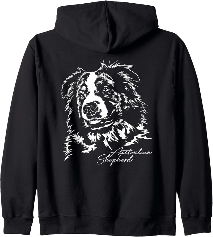Australian Shepherd Aussie Hund Hundeportrait Wilsigns Kapuzenjacke
